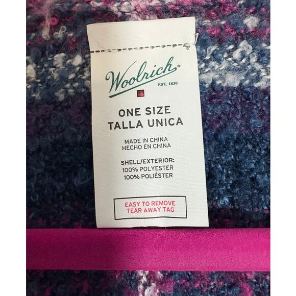Woolrich Plaid Ultra Soft Cozy Blanket Wrap Shawl Poncho Purple One Size - Picture 2 of 5